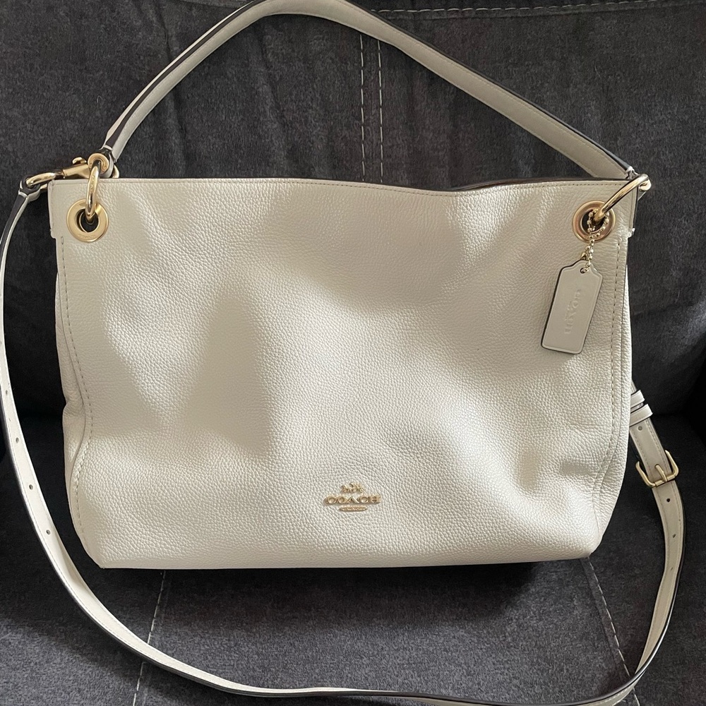 Large cream Coach crossbody bag